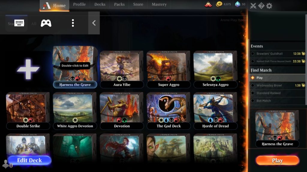 NVIDIA GeForce NOW arena deck selection