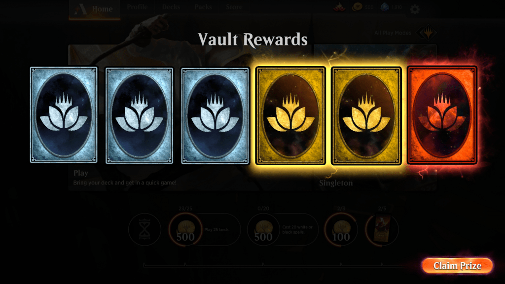 MTG Arena Vault rewards