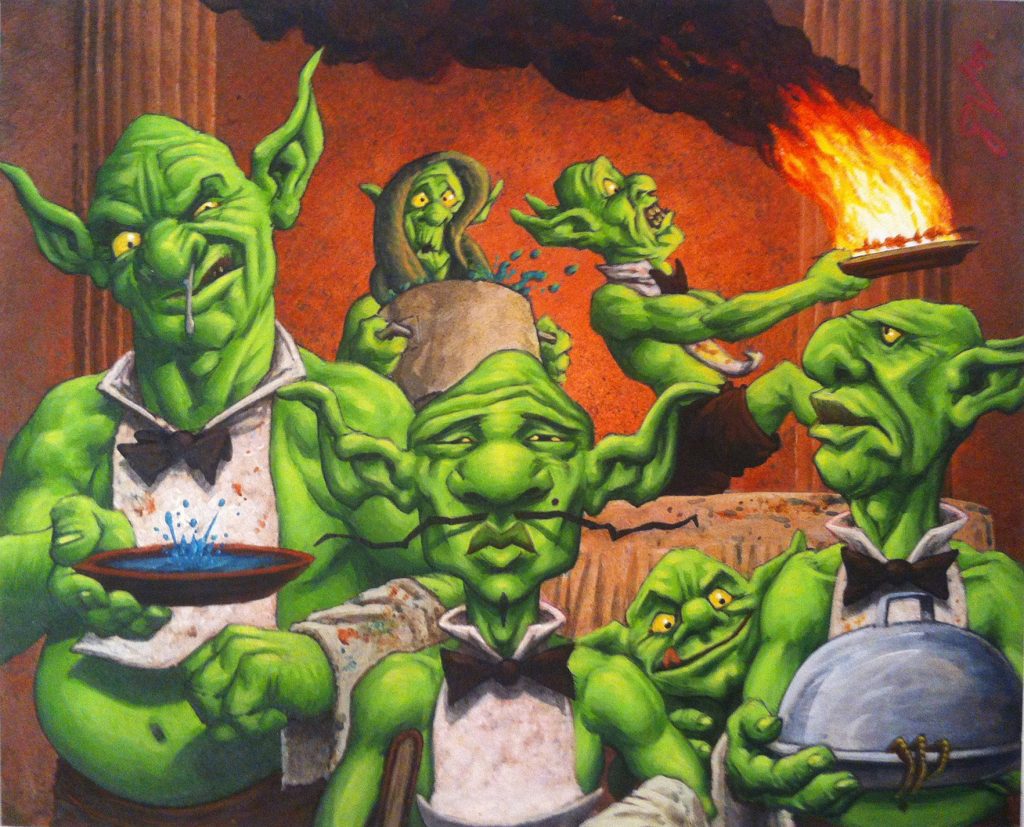 Mons's Goblin Waiters MTG card art by Pete Venters