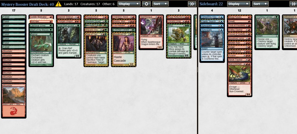 Deck after import into magic online