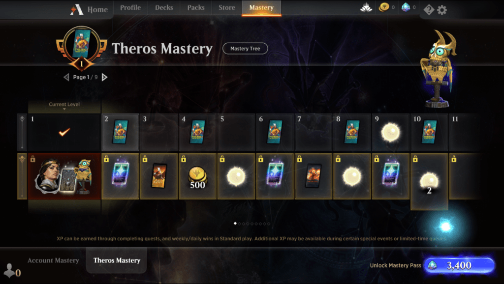 MTG Arena Theros Mastery levels
