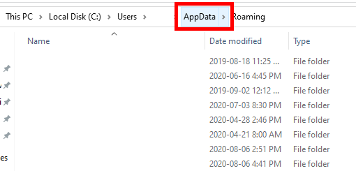 AppData file path selection