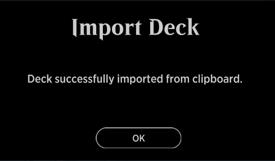 MTG Arena import deck confirmation