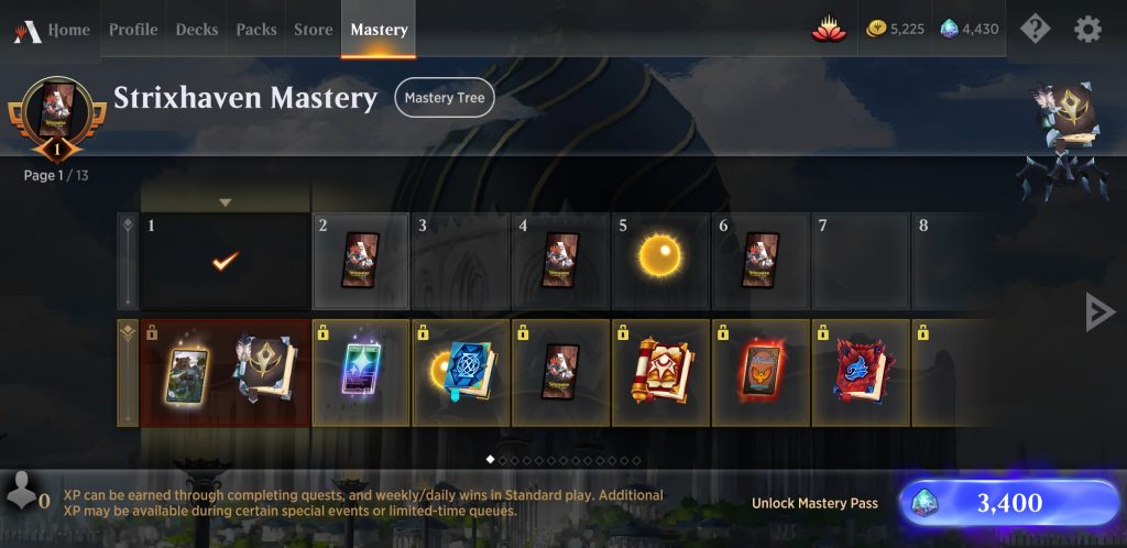 MTGA mobile app - Mastery Track