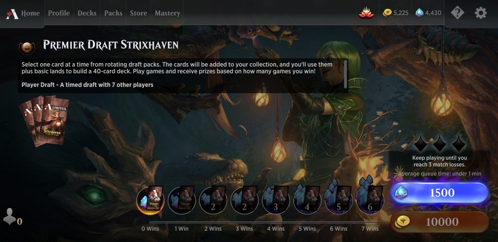 MTGA mobile app - draft event page