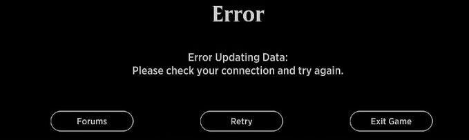 MTG Arena Error Updating Data message