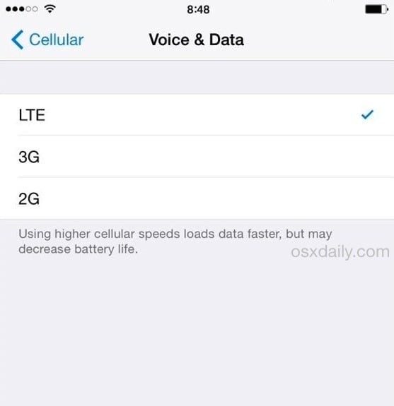 iPhone settings - switch to 3G