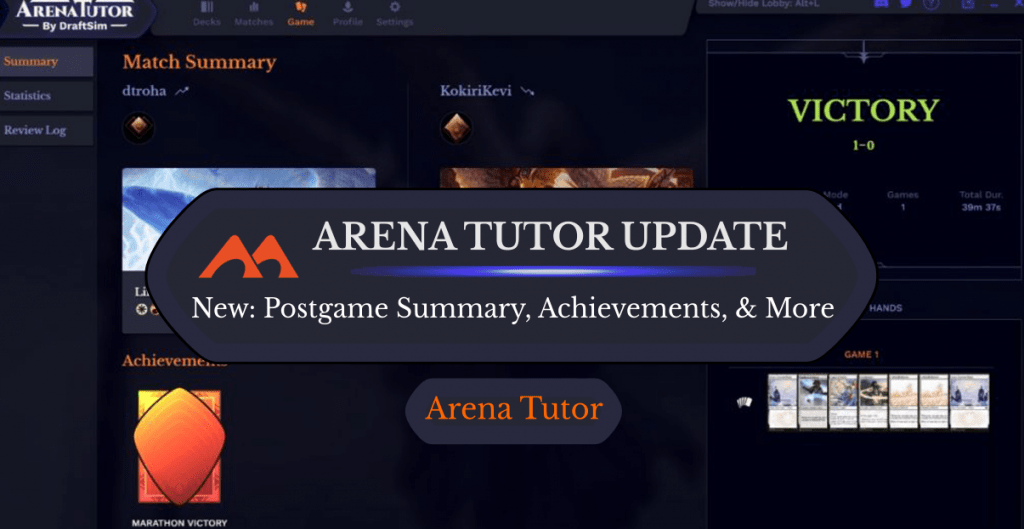 Arena Tutor postgame summary w achievement