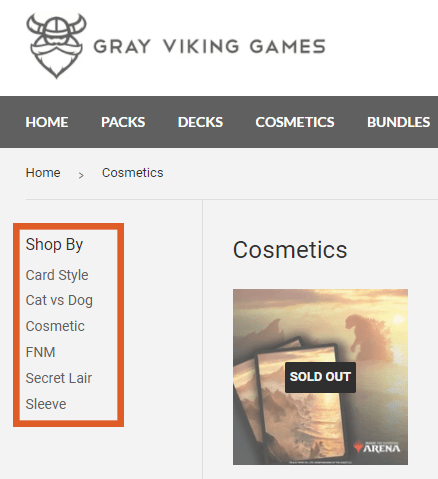 GrayVikingGames Shop By options