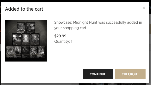 Secret Lair added to cart popup