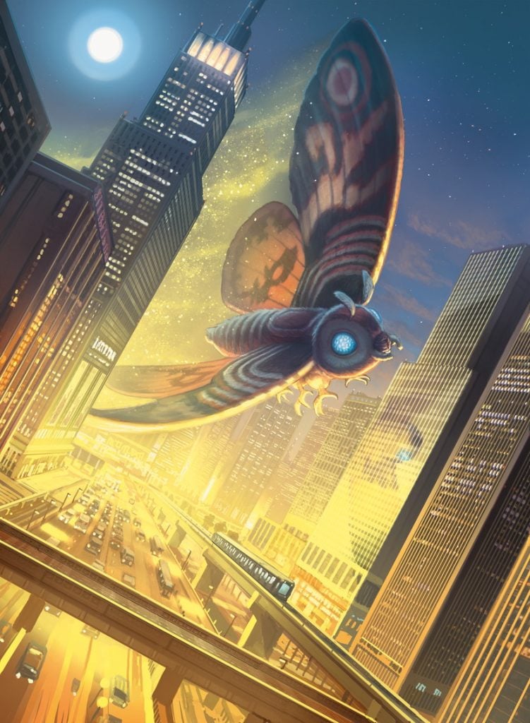 Luminous Broodmoth (Mothra, Supersonic Queen alternate) - Illustration by Nick Southam