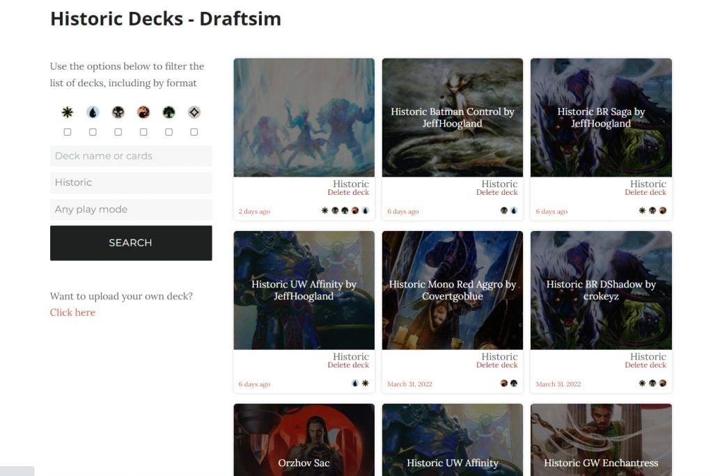 Draftsim's deck and metagame database for MTG and MTGA