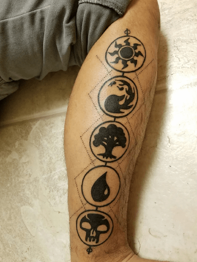 Solid Black-Lined Mana Symbols tattoo