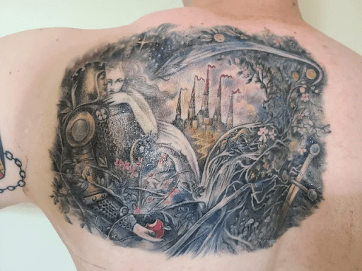 Throne of Eldraine fairytale panorama tattoo