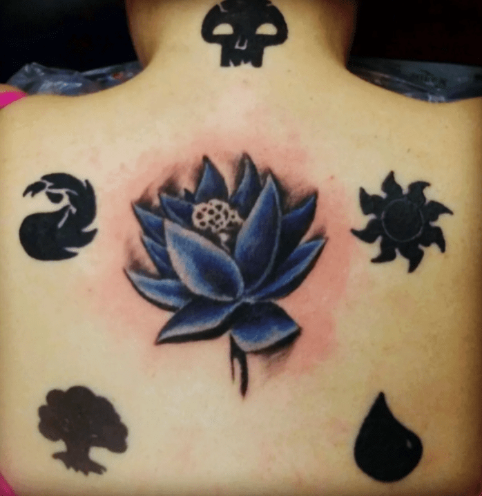 Black Lotus with the Mana Symbols tattoo