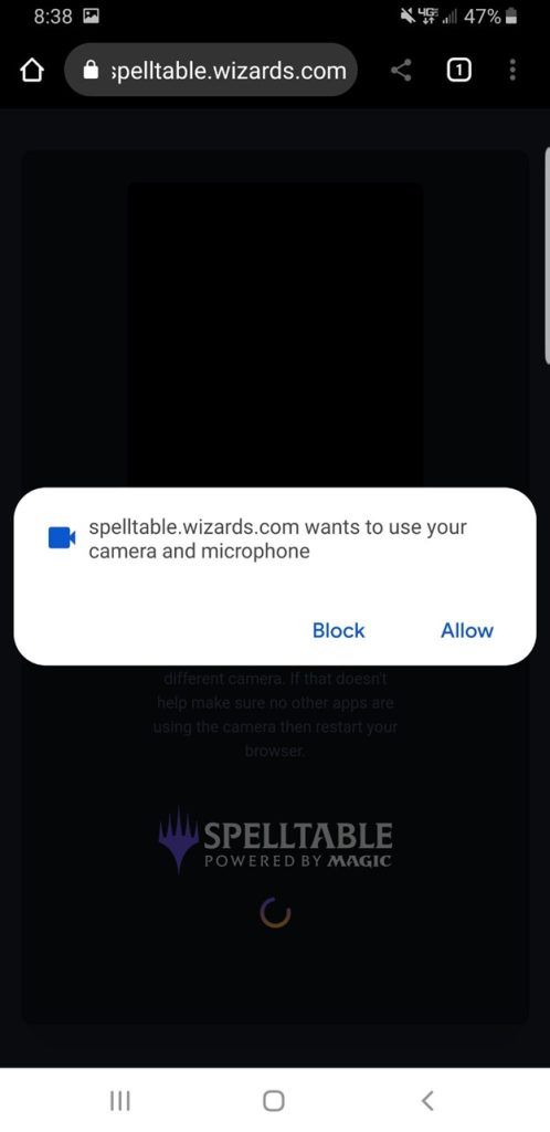 mobile SpellTable video and audio permissions