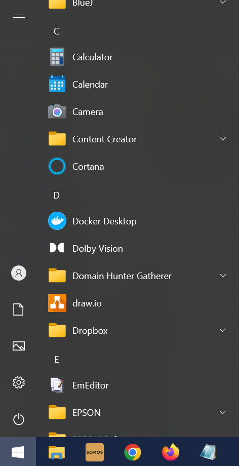 Windows start menu