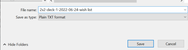 Save wishlist as a text file