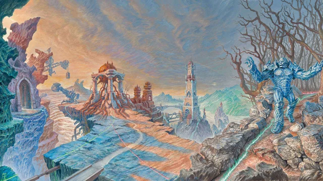 Urza Lands & Karn Liberated Panorama - Illustration by Mark Tedin