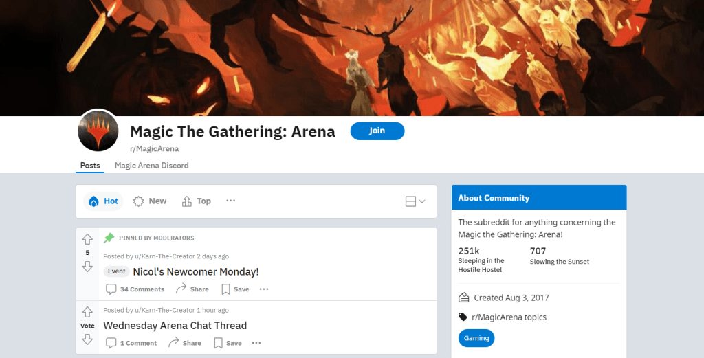 Magic the Gathering Arena subreddit