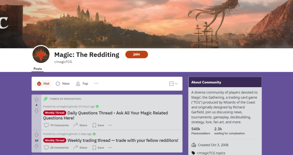 Magic the Redditing subreddit