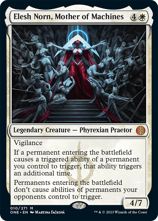thumbnail interactive-video image 1 of Elesh Norn Mother Of Machines Full Art Custom MTG Proxy Card - Print MTG 1 of 14