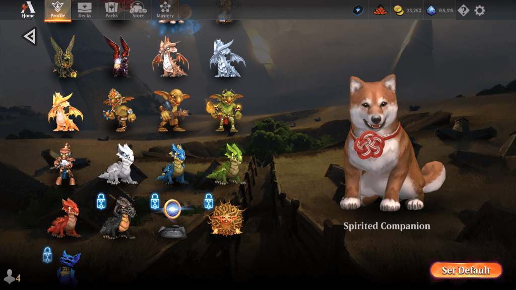 MTG Arena pet selection owned pet