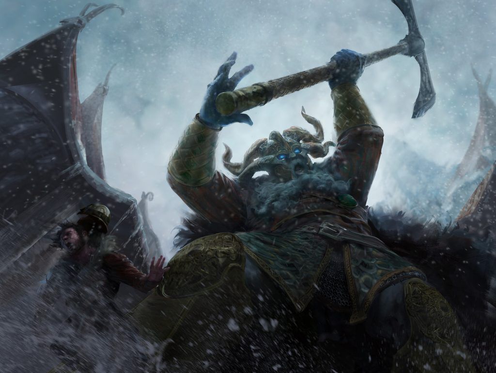 Storvald, Frost Giant Jarl - Illustration by Campbell White