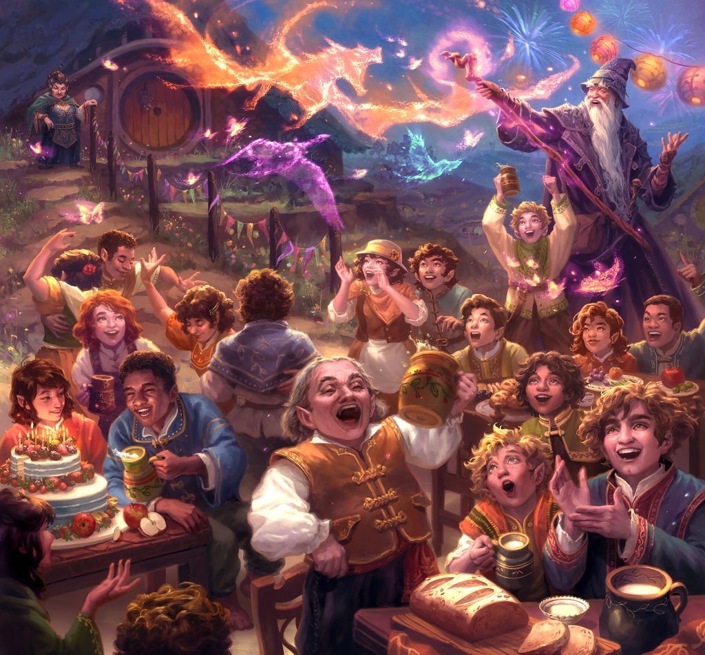 Bilbo's Birthday Party scene - Illustration by Livia Prima