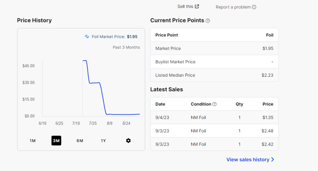 TCGplayer price history