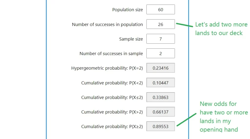 Hypergeometric Distribution Probability Calculator Input 2