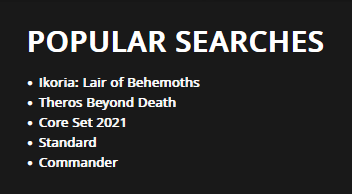 Gatherer Popular Searches