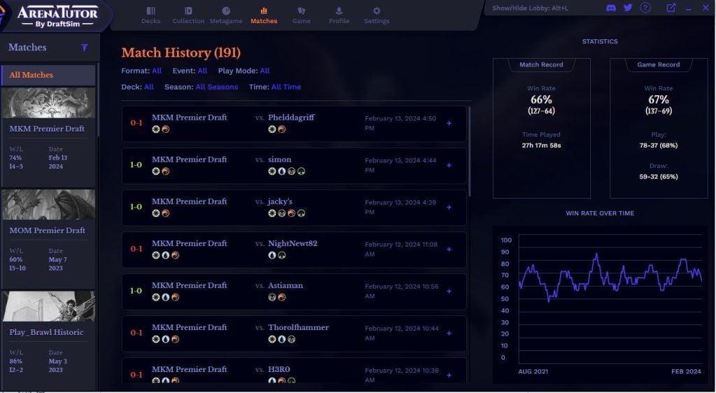 Arena Tutor Matches Screenshot