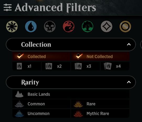 Arena Advanced Filters