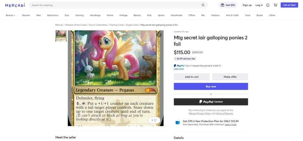 mercari product page showing fluttershy from Ponies: The Galloping 2