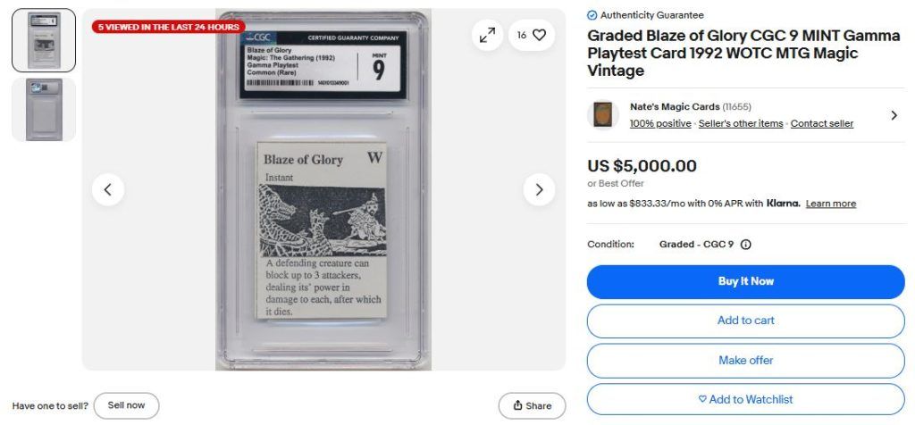 ebay playtest Blaze of Glory