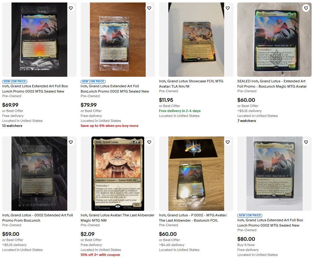 Iroh, Grand Lotus ebay prices