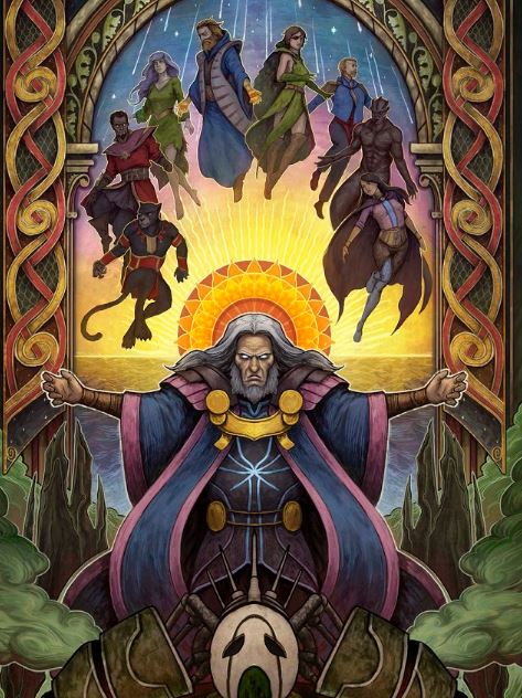 Urza Assembles the Titans - Illustration by Josu Hernaiz