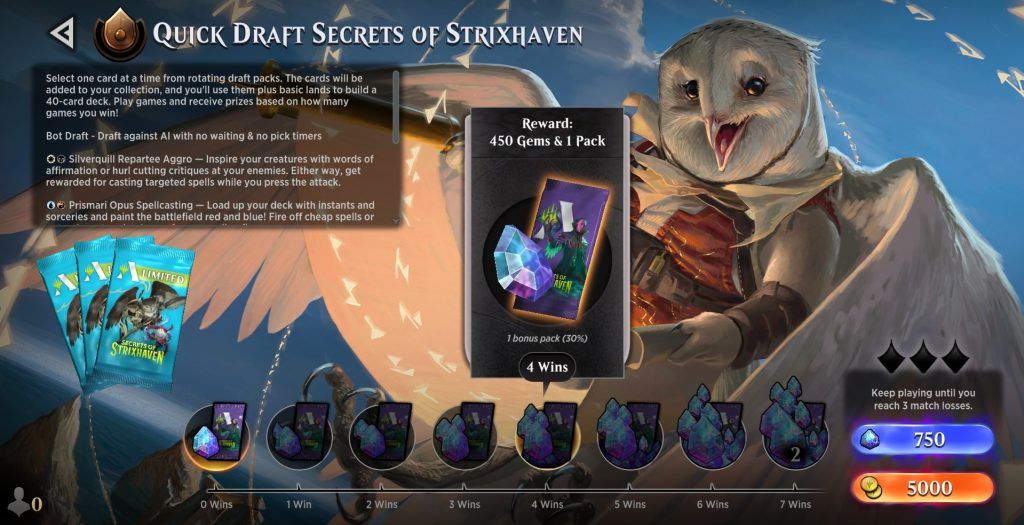Secrets of Strixhaven Quick Draft lobby