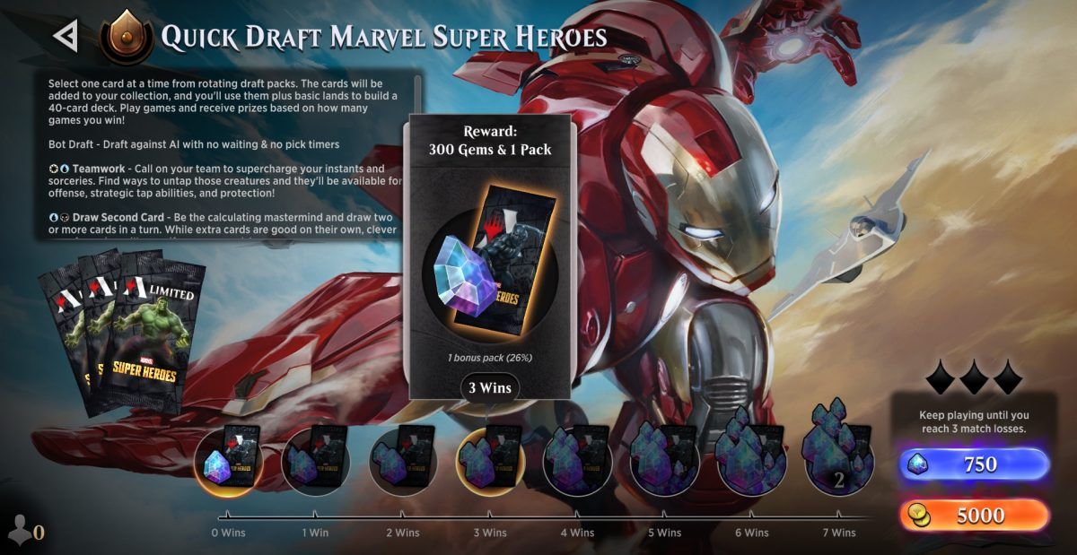 Marvel Super Heroes Quick Draft lobby