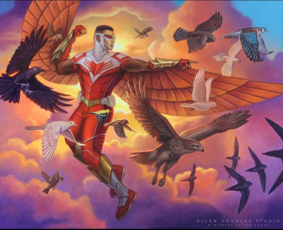 Falcon and Redwing - Illustration by Allen Douglas