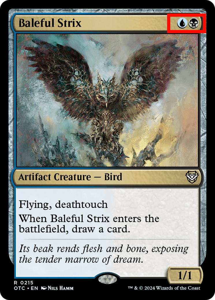 Baleful Strix with a red box surrounding mana pips