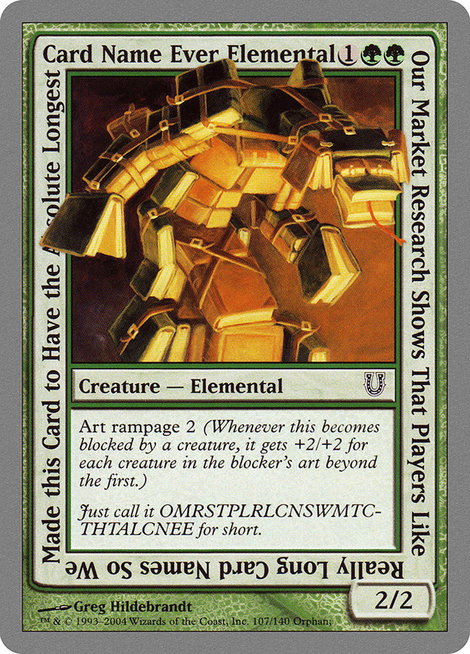 Our Market Research Shows That Players Like Really Long Card Names So We Made this Card to Have the Absolute Longest Card Name Ever Elemental